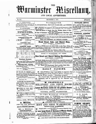cover page of Warminster Miscellany published on December 2, 1861
