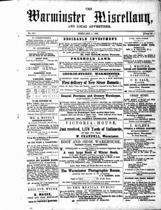 cover page of Warminster Miscellany published on February 1, 1862