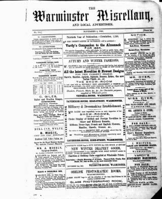 cover page of Warminster Miscellany published on November 2, 1863