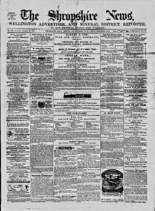 cover page of Shropshire News published on December 30, 1858