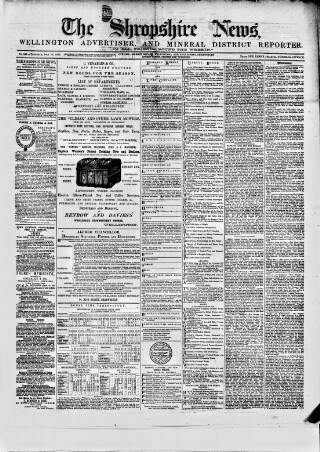 cover page of Shropshire News published on July 10, 1873