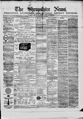 cover page of Shropshire News published on September 18, 1873