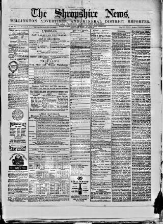 cover page of Shropshire News published on November 27, 1873