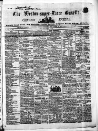 cover page of Weston-super-Mare Gazette, and General Advertiser published on November 15, 1856