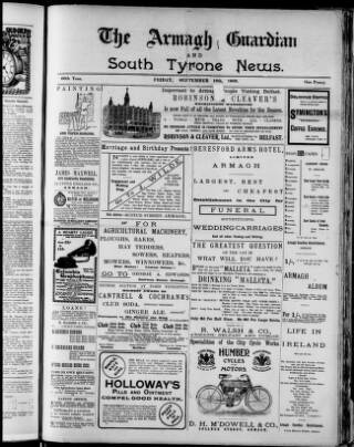 cover page of Armagh Guardian published on September 18, 1903