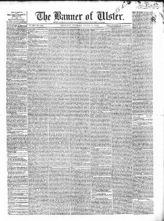 cover page of Banner of Ulster published on July 6, 1855