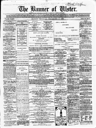 cover page of Banner of Ulster published on September 18, 1862