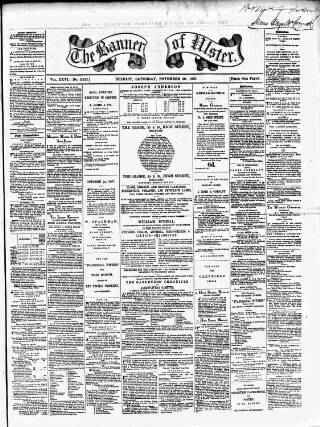cover page of Banner of Ulster published on November 30, 1867