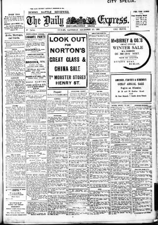 cover page of Dublin Daily Express published on December 30, 1916