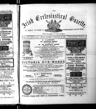 cover page of Irish Ecclesiastical Gazette published on February 28, 1885