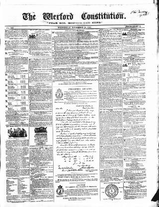 cover page of Wexford Constitution published on November 15, 1865