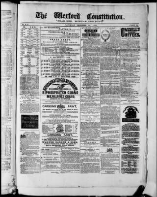 cover page of Wexford Constitution published on December 30, 1876