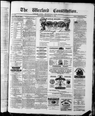 cover page of Wexford Constitution published on September 18, 1880