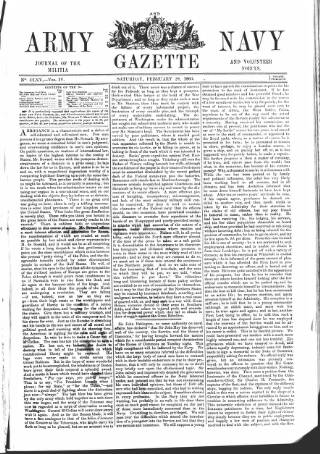 cover page of Army and Navy Gazette published on February 28, 1863