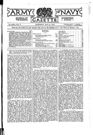 cover page of Army and Navy Gazette published on May 29, 1909