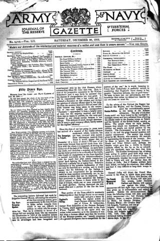 cover page of Army and Navy Gazette published on December 30, 1911