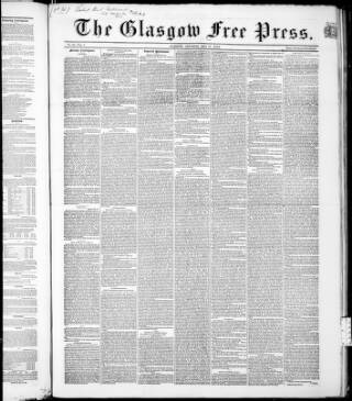 cover page of Glasgow Free Press published on May 29, 1852