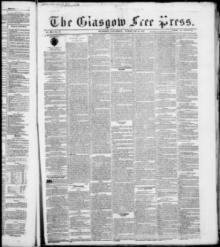 cover page of Glasgow Free Press published on February 28, 1857