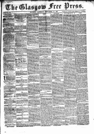cover page of Glasgow Free Press published on September 18, 1858