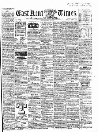 cover page of East Kent Times published on September 24, 1864