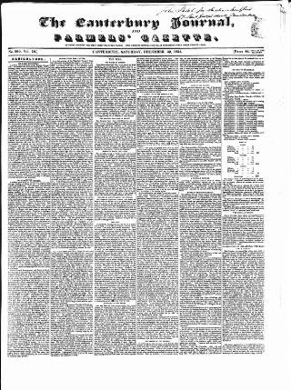 cover page of Canterbury Journal published on December 30, 1854