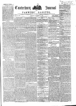 cover page of Canterbury Journal published on November 15, 1862