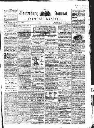 cover page of Canterbury Journal published on November 30, 1867