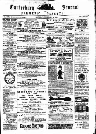 cover page of Canterbury Journal published on February 28, 1885