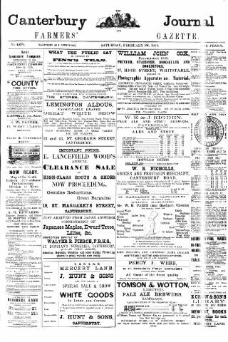 cover page of Canterbury Journal published on February 28, 1903