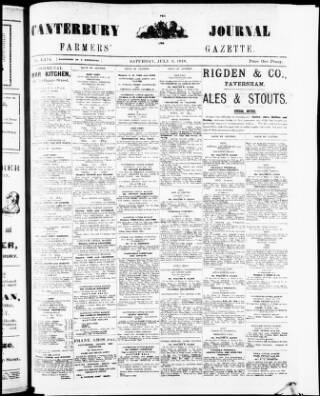 cover page of Canterbury Journal published on July 6, 1918