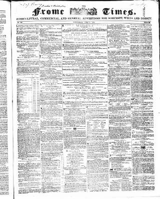 cover page of Frome Times published on July 6, 1864