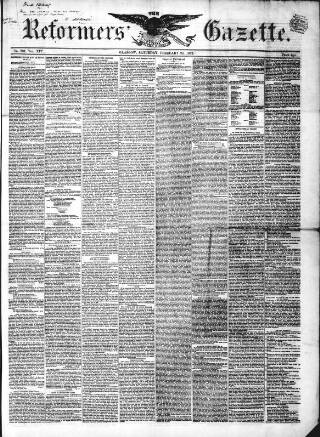 cover page of Glasgow Gazette published on February 28, 1852