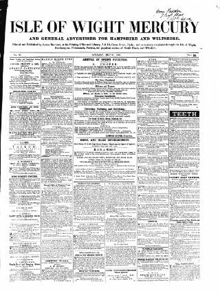 cover page of Isle of Wight Mercury published on July 24, 1858