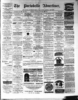 cover page of Portobello Advertiser published on November 15, 1884