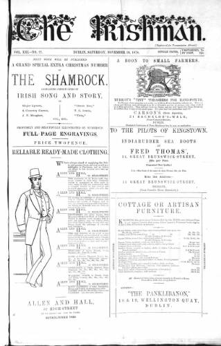 cover page of The Irishman published on November 30, 1878