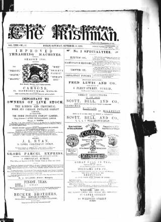 cover page of The Irishman published on September 18, 1880
