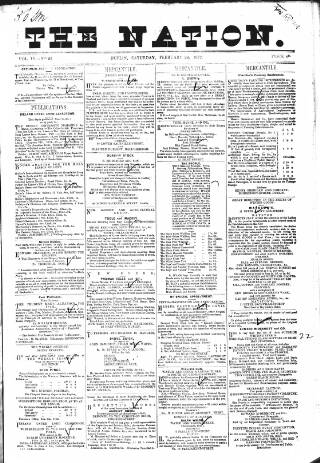 cover page of Dublin Weekly Nation published on February 28, 1852