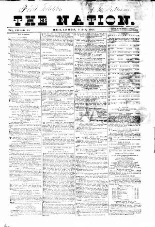 cover page of Dublin Weekly Nation published on July 6, 1861