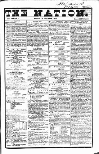 cover page of Dublin Weekly Nation published on November 30, 1867