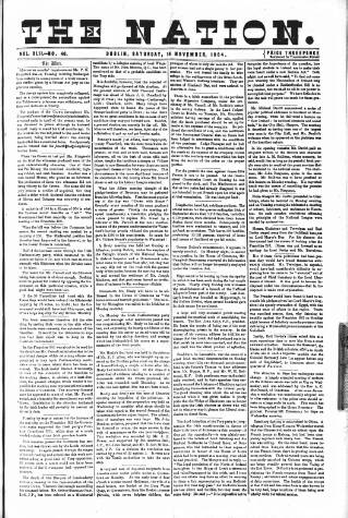 cover page of Dublin Weekly Nation published on November 15, 1884