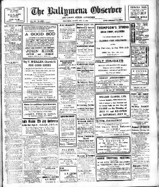 cover page of Ballymena Observer published on July 6, 1945