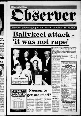 cover page of Ballymena Observer published on February 28, 1992