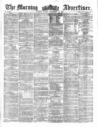 cover page of Morning Advertiser published on November 15, 1861