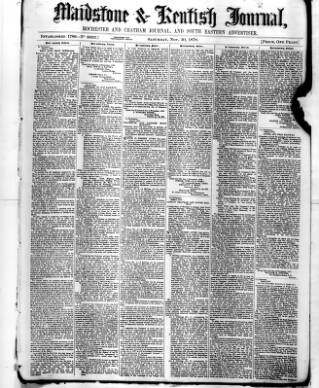 cover page of Maidstone Journal and Kentish Advertiser published on November 30, 1878