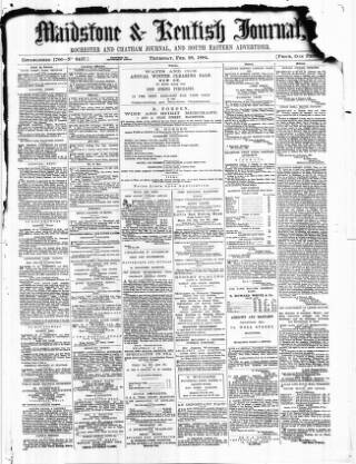 cover page of Maidstone Journal and Kentish Advertiser published on February 28, 1884