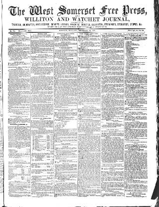 cover page of West Somerset Free Press published on September 18, 1875