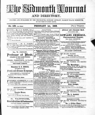cover page of Sidmouth Journal and Directory published on February 1, 1869