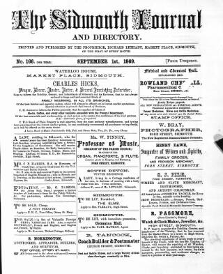 cover page of Sidmouth Journal and Directory published on September 1, 1869