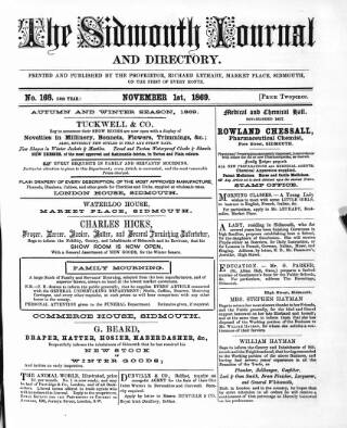 cover page of Sidmouth Journal and Directory published on November 1, 1869