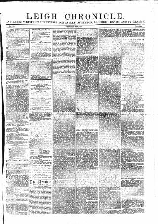cover page of Leigh Chronicle and Weekly District Advertiser published on February 28, 1857